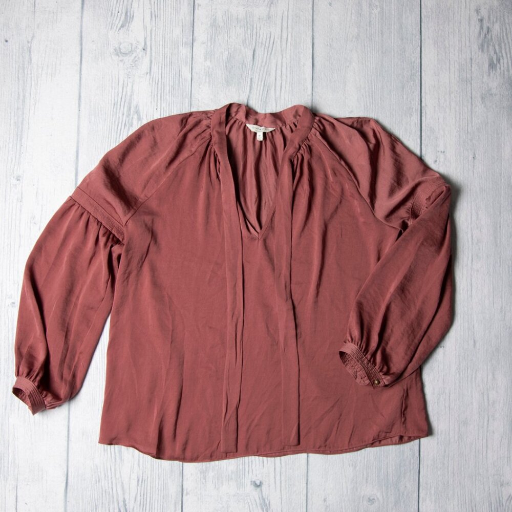 Lucky Brand Women's Blouse Puff Sleeve Peasant Top Size Medium